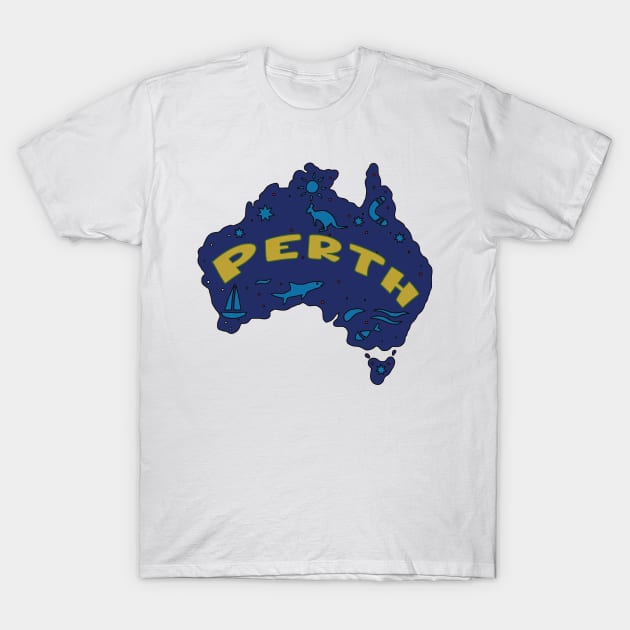 AUSTRALIA MAP AUSSIE PERTH T-Shirt by elsa-HD